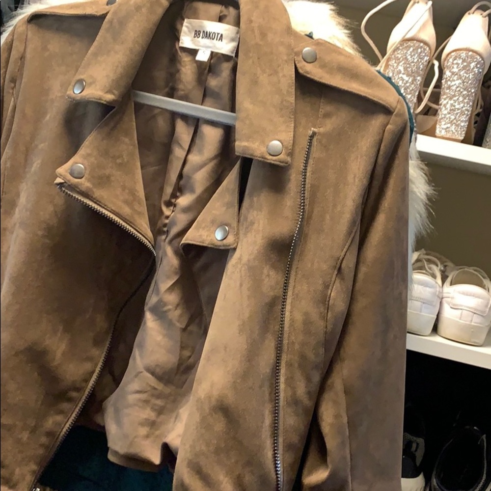 Brown suede bomber jacket